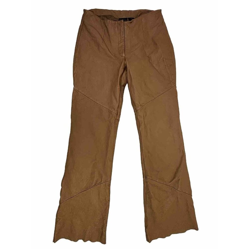 Vintage Wilsons Leather Pants Camel Brown Womens 2 Low Rise Y2K Pelle Flare EUC